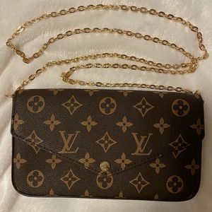 LV style bag with gold crossbody chain